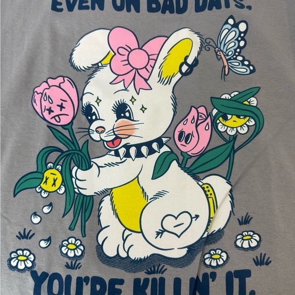 Threadless Even On Bad Days Women's Gray T-Shirt Short Sleeves Round Neck Size L - Picture 4 of 6